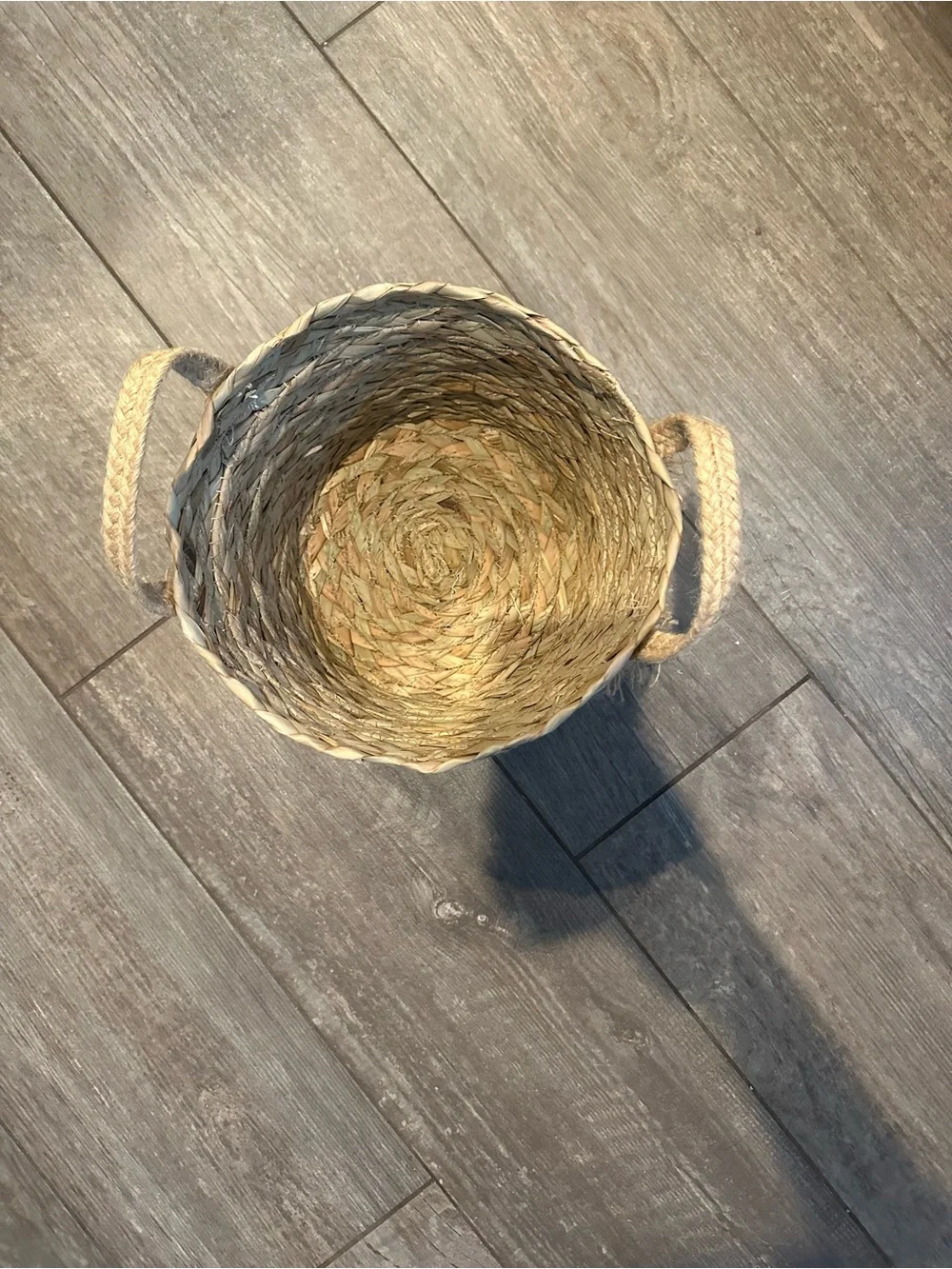 Handwoven Seagrass Storage Basket with Handles - Natural Cream & Tan
